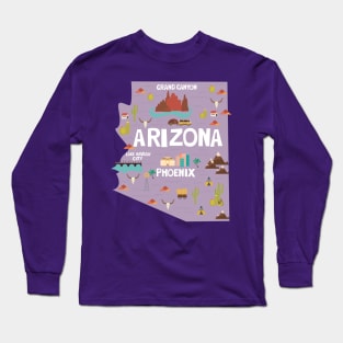 Arizona illustrated map Long Sleeve T-Shirt